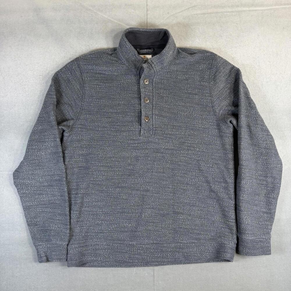 Marine Layer 1/4 Button Pullover Long Sleeve Men's Large Blue Sweatshirt 14508